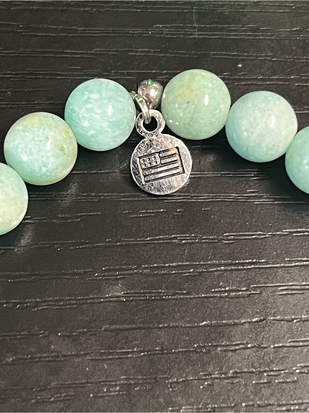 Hemimorphite Gemstone Bracelet with Resilience Silver Charm - Picture 4 of 4